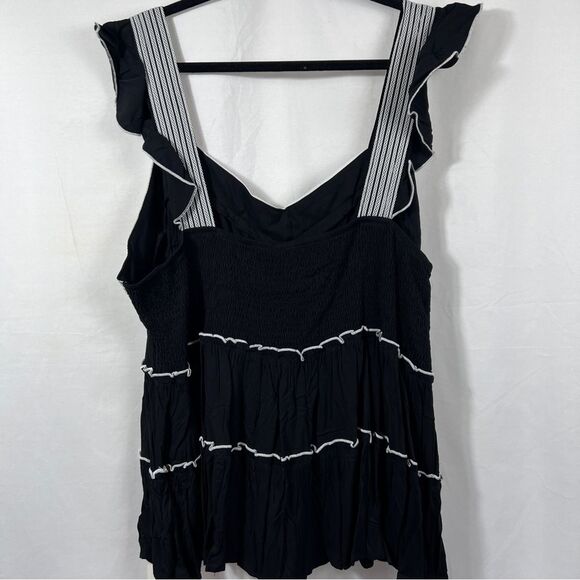 NWT Bloomchic Black w/White Embroidery Babydoll Blouse 0453 - Picture 4 of 10